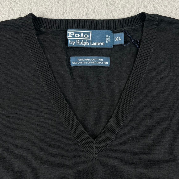 Polo Ralph Lauren Sweater Vest Men's XL Black Pima Cotton V-Neck Pony Logo NWT - Picture 3 of 10